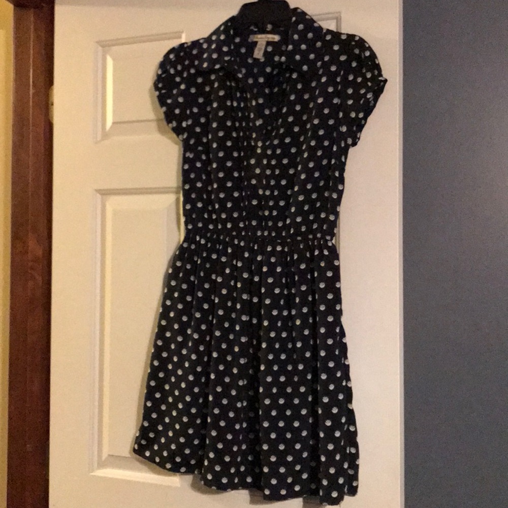 Navy poka dot dress